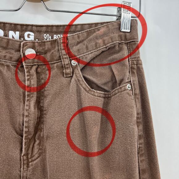 S.O.N.G. Juniors 7 / Regular 28 Brown 90s Boyfriend Cargo Jeans High Rise - Picture 4 of 11